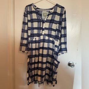 Maeve Anthropologie blue and white dress